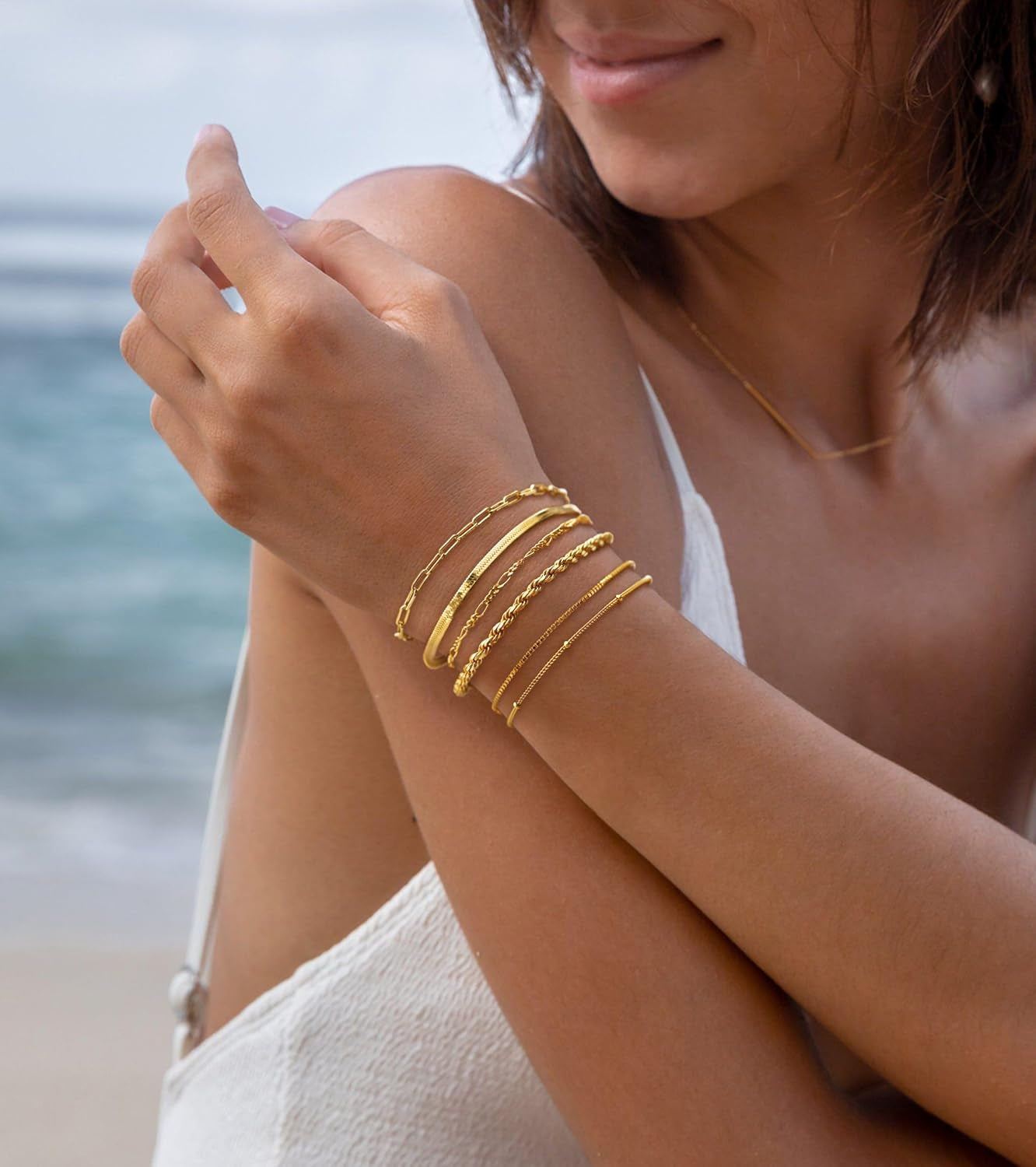 14K Gold Plated Stackable Chain Bracelet