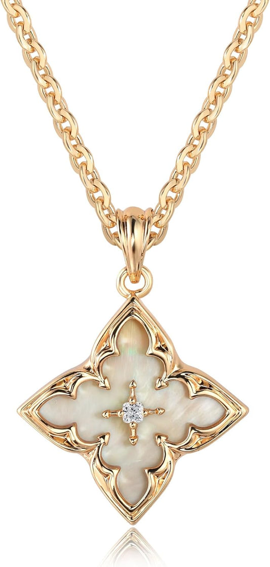 Gold Clover Pendant Necklace for Women