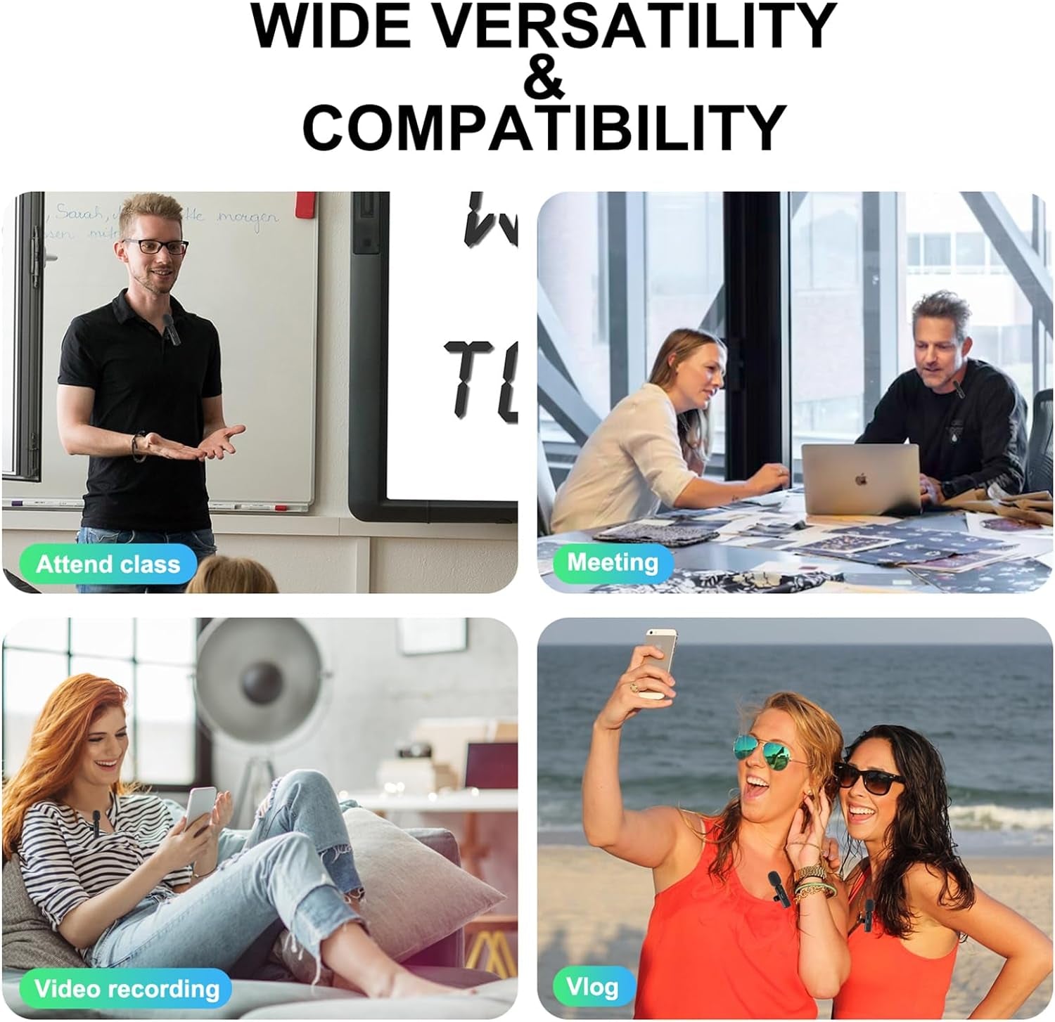 2-Pack Wireless Lavalier Mic for iPhone