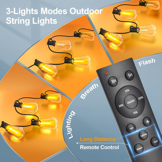 100Ft Outdoor String Lights w/ Remote