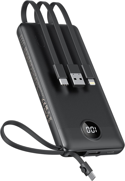 10000mAh Portable Charger w/ Built-In