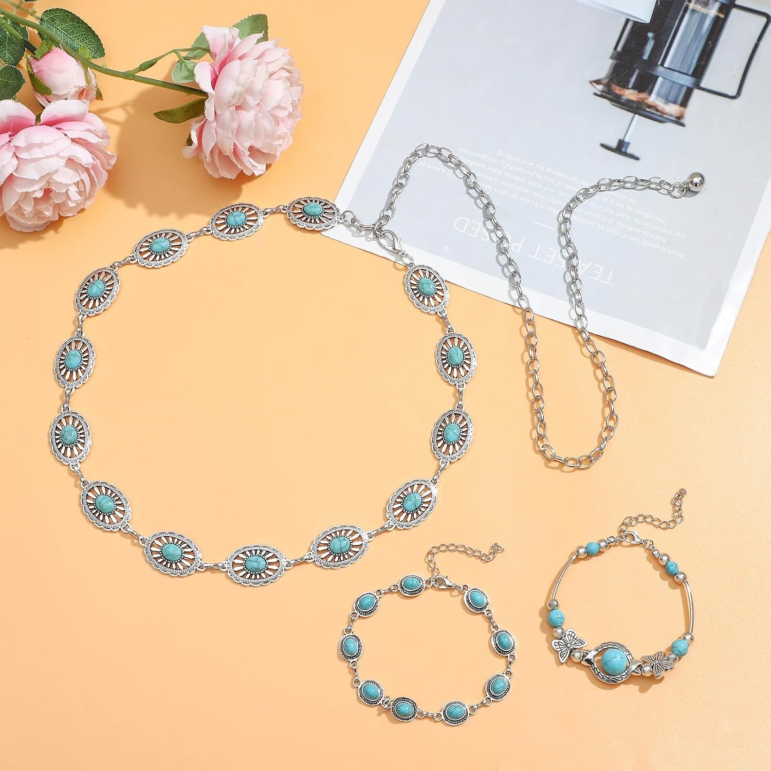 20Pcs Silver Bohemian Turquoise Jewelry
