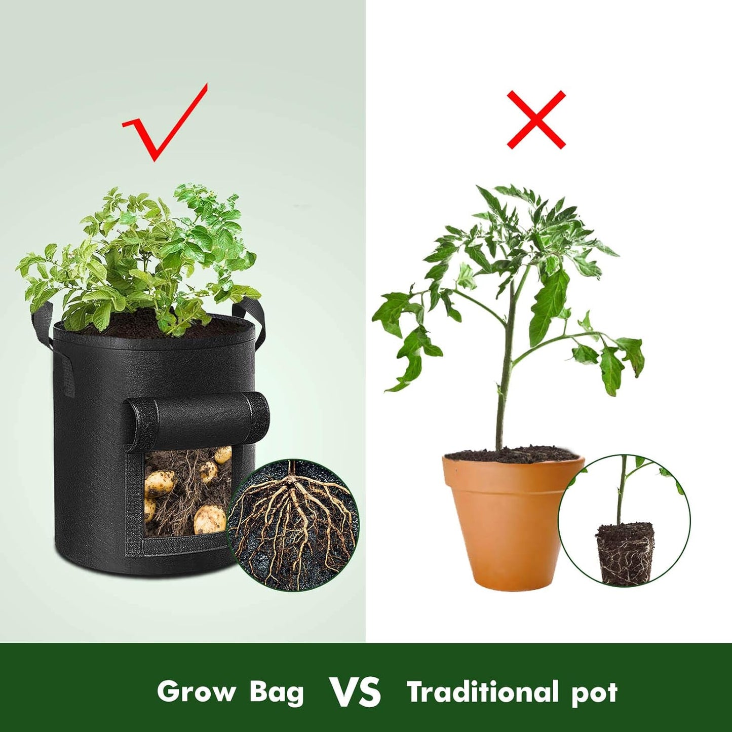 5-Pack 10 Gallon Potato Grow Bags