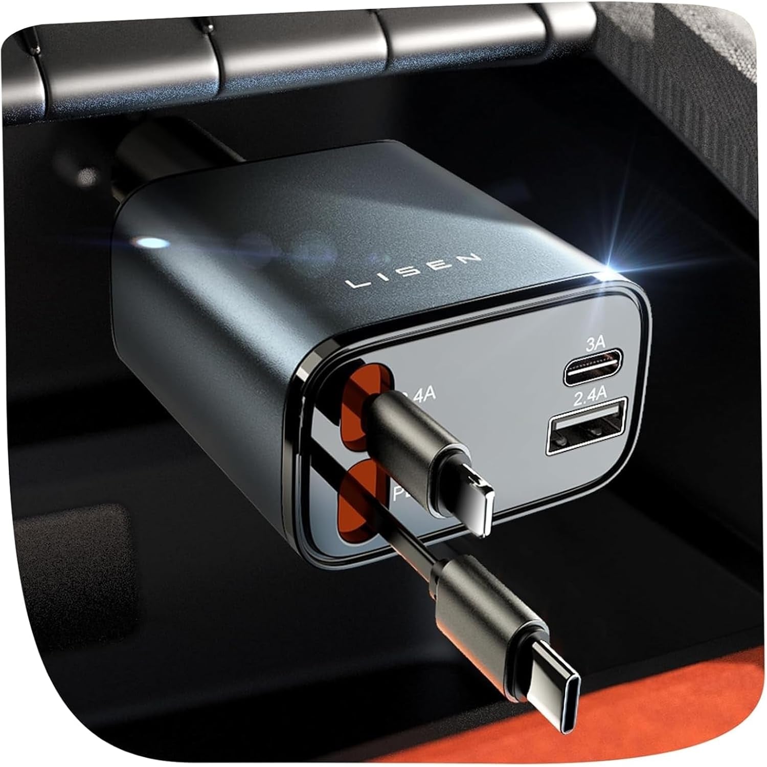Retractable 69W USB-C Car Charger iPhone