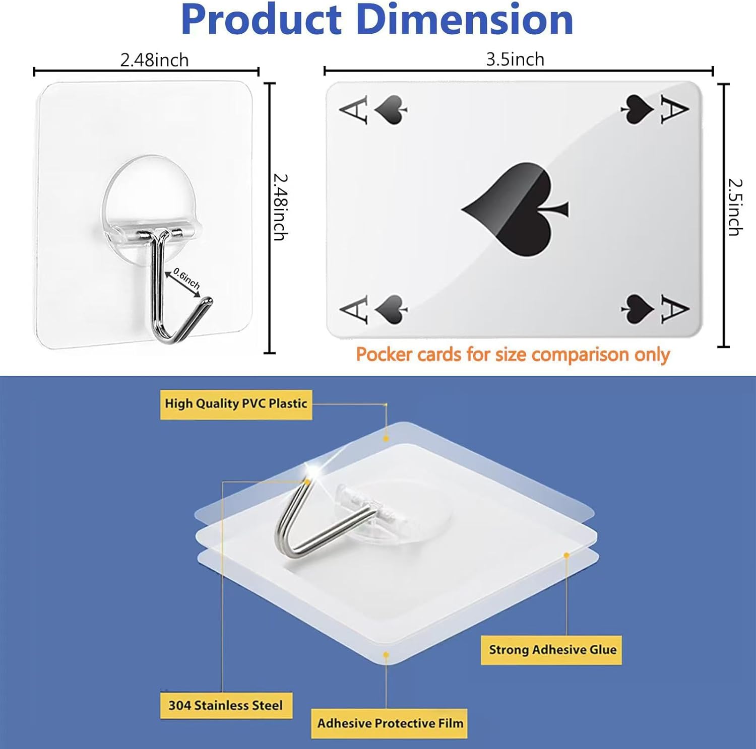 Adhesive Hooks Hanging Heavy Duty Wall Hooks Self