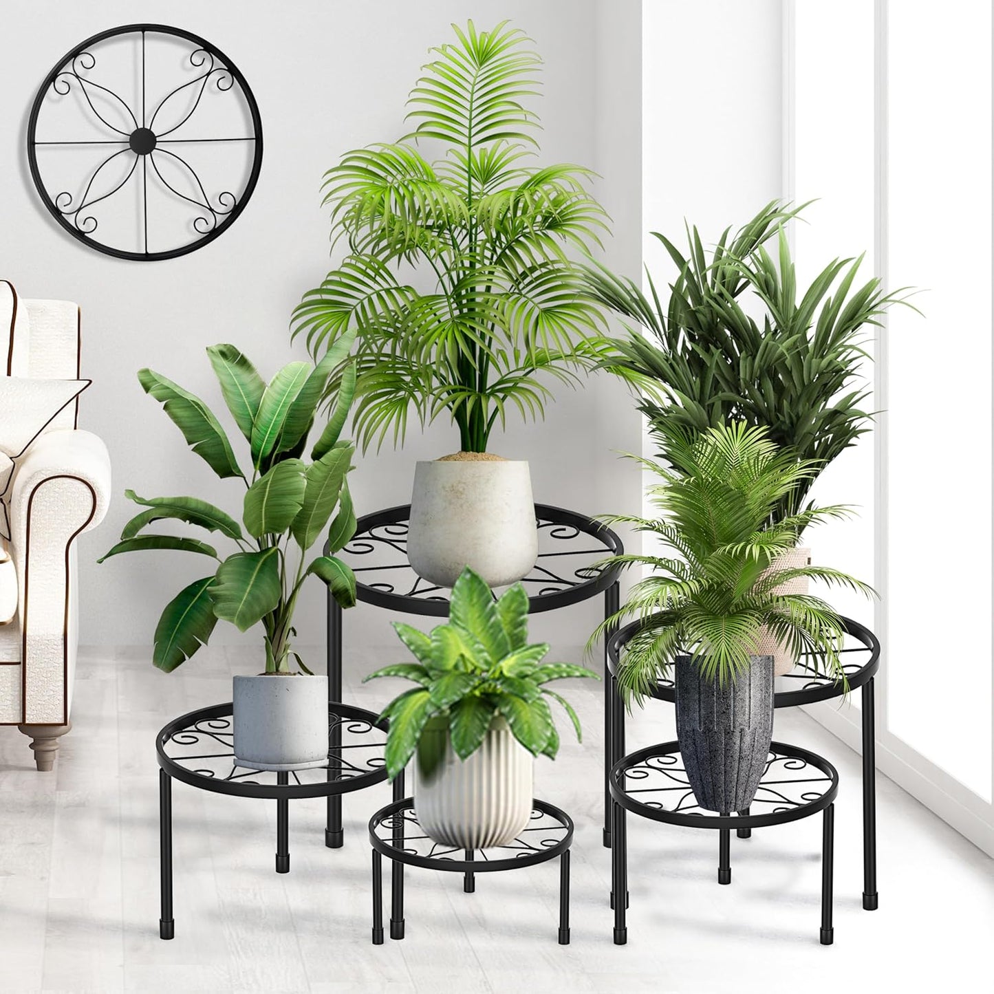 5-Pack Metal Plant Stands Indoor Outdoor