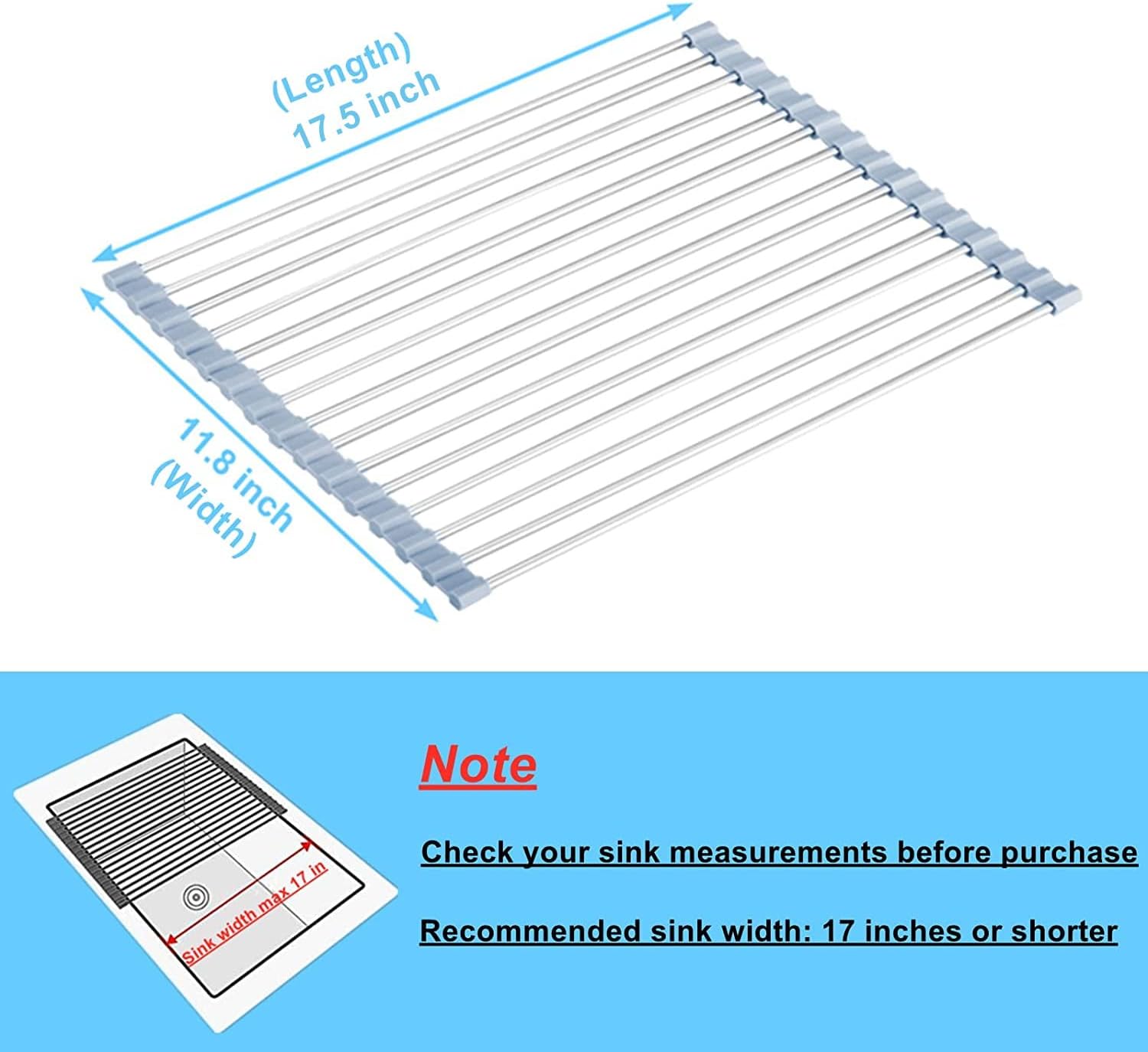 Roll up Dish Drying Rack, over the Sink Dish Drying Rack