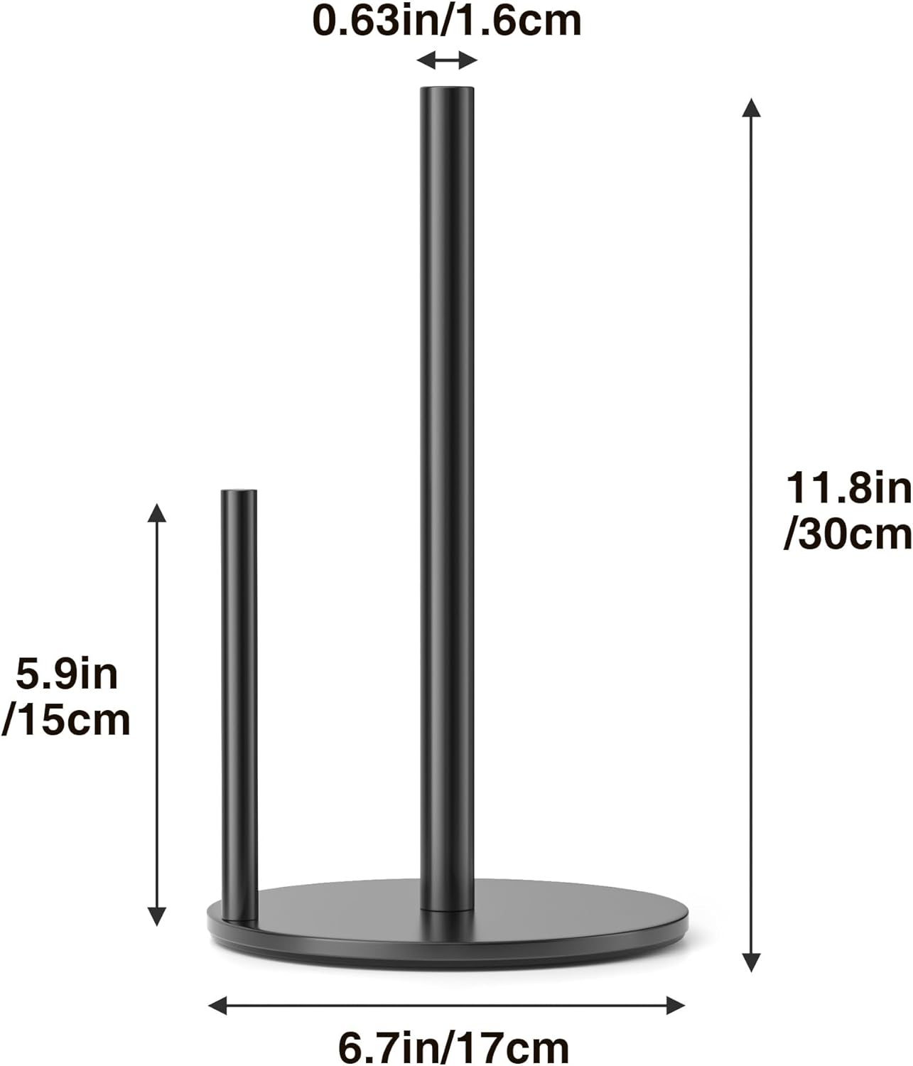 Paper Towel Holder Black, Premium Stainless Steel