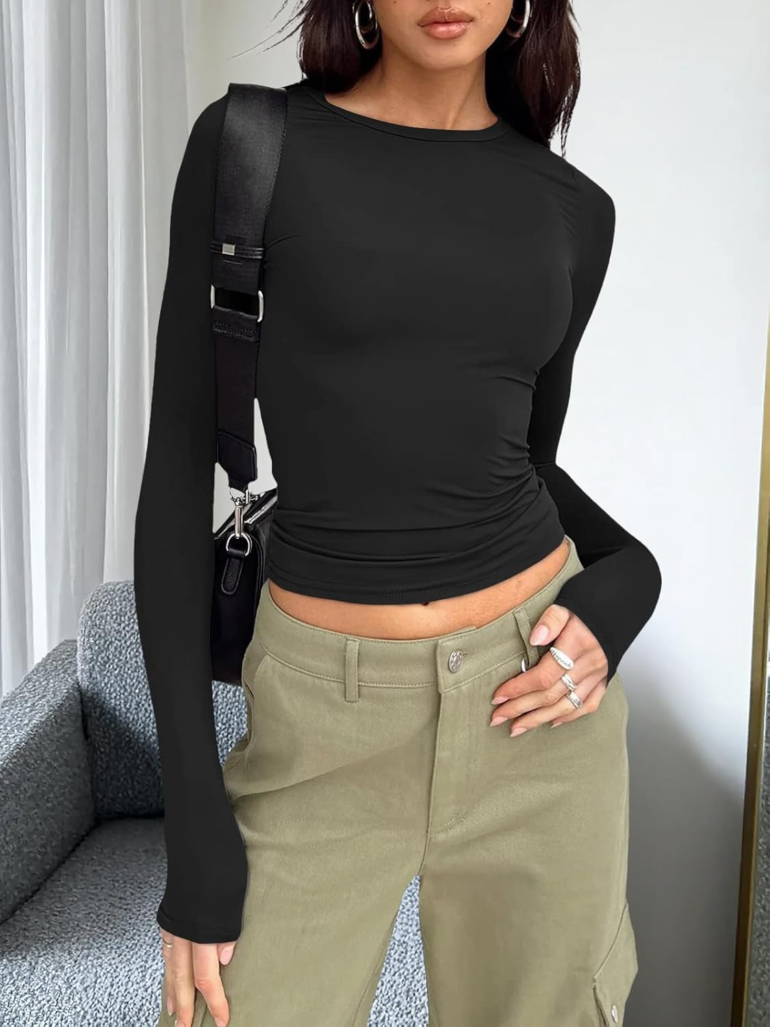 Women’s 2025 Fall Long Sleeve Crop Top