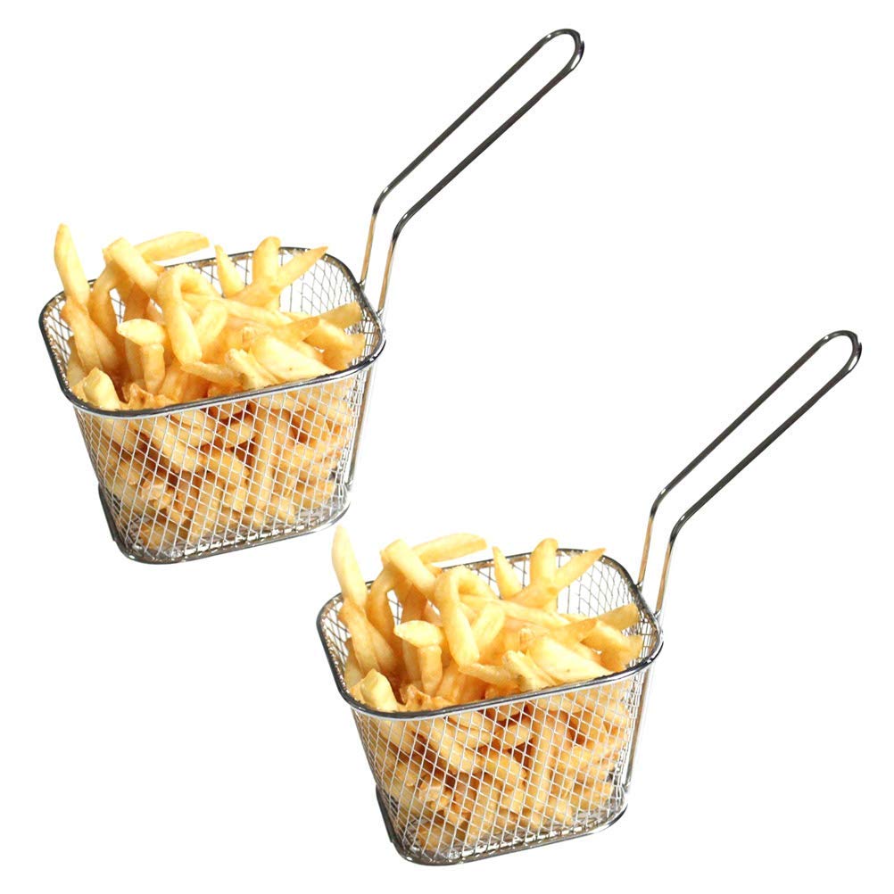 2 Pcs Mini Square Fry Baskets, 4.13×3.3×2.5Inch