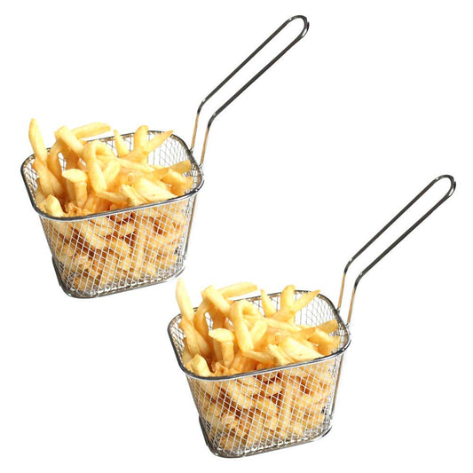 2 Pcs Mini Square Fry Baskets, 4.13×3.3×2.5Inch