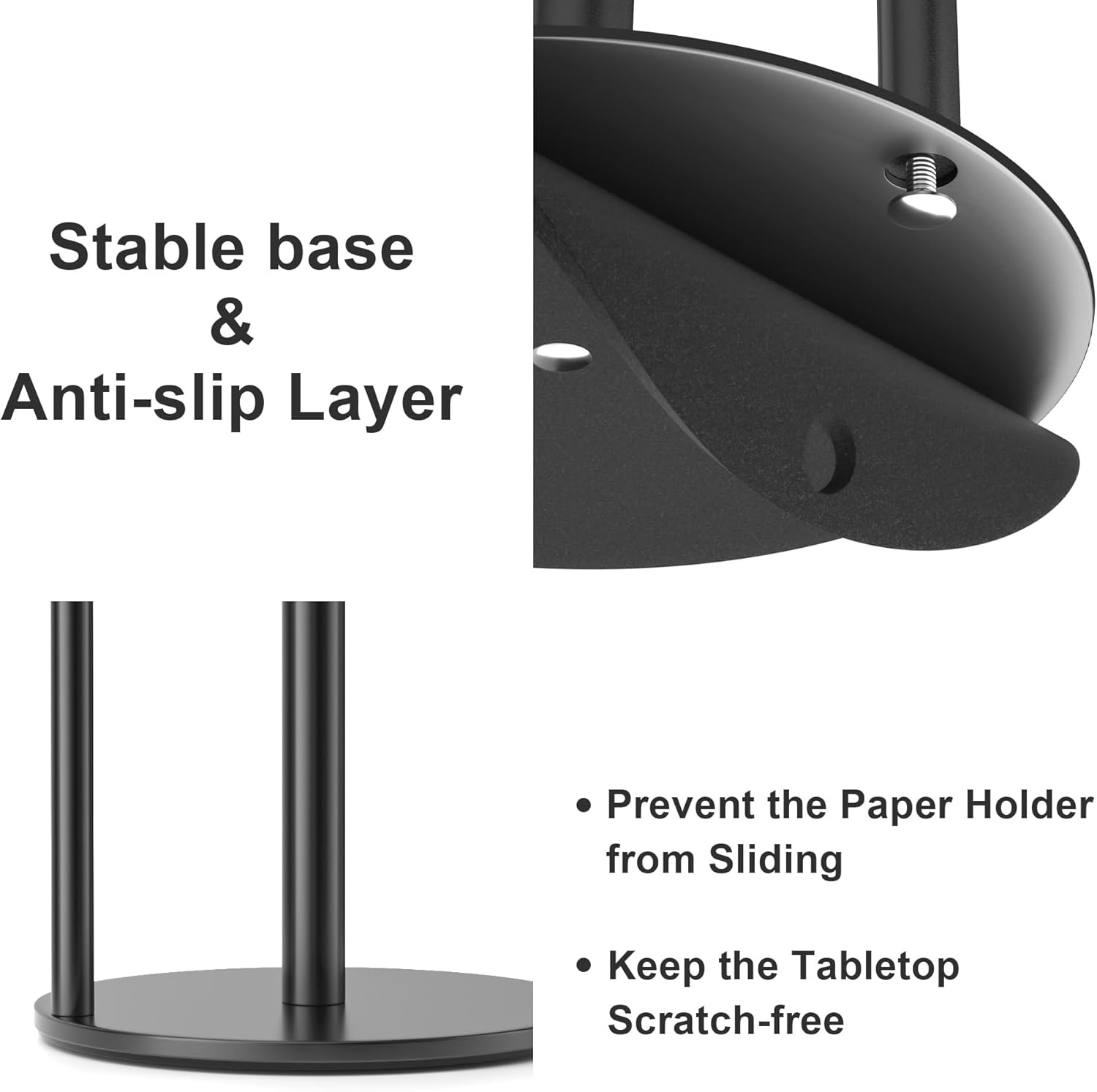 Paper Towel Holder Black, Premium Stainless Steel