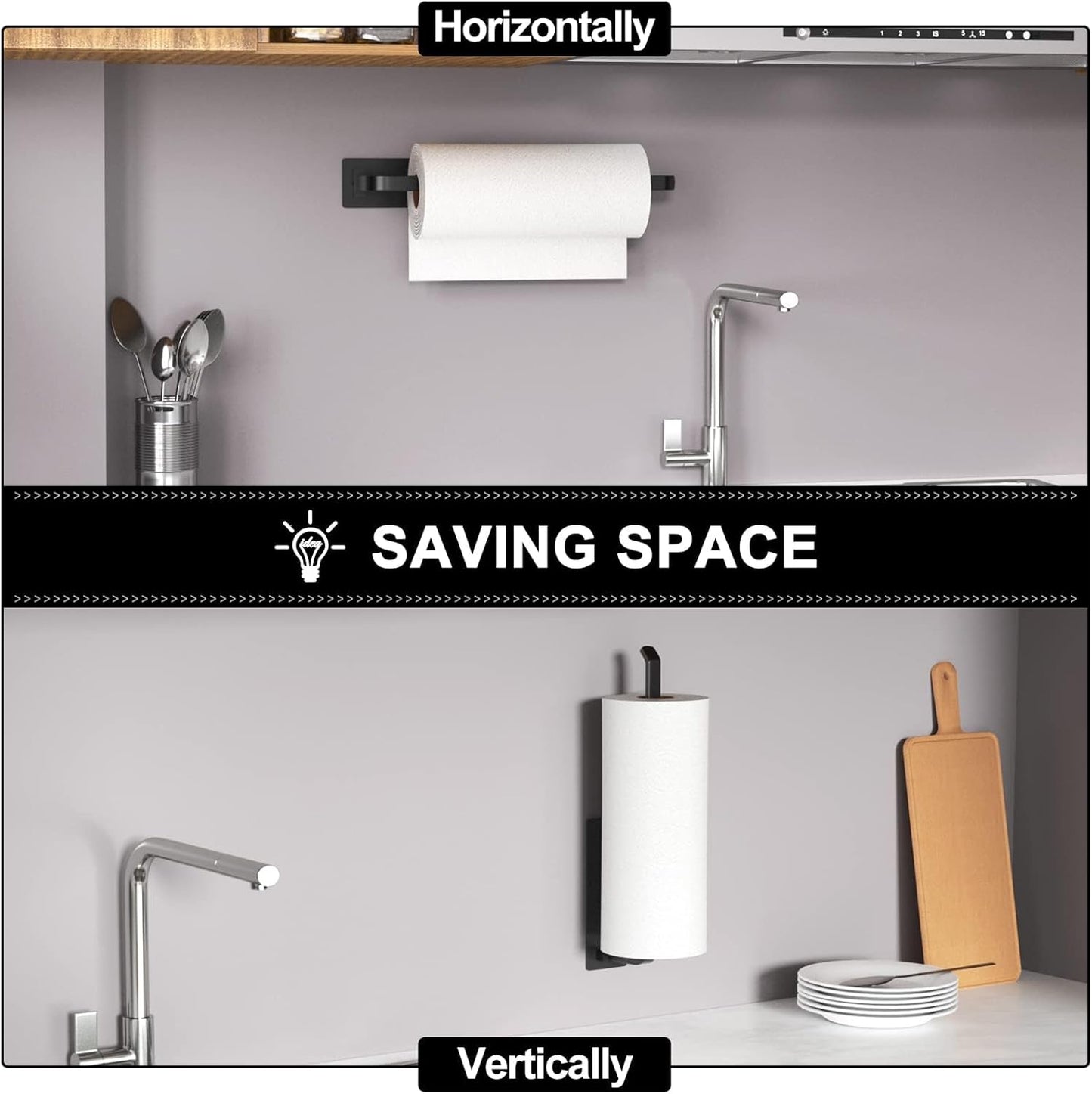 Paper Towel Holder Self-Adhesive or Drilling, Matte