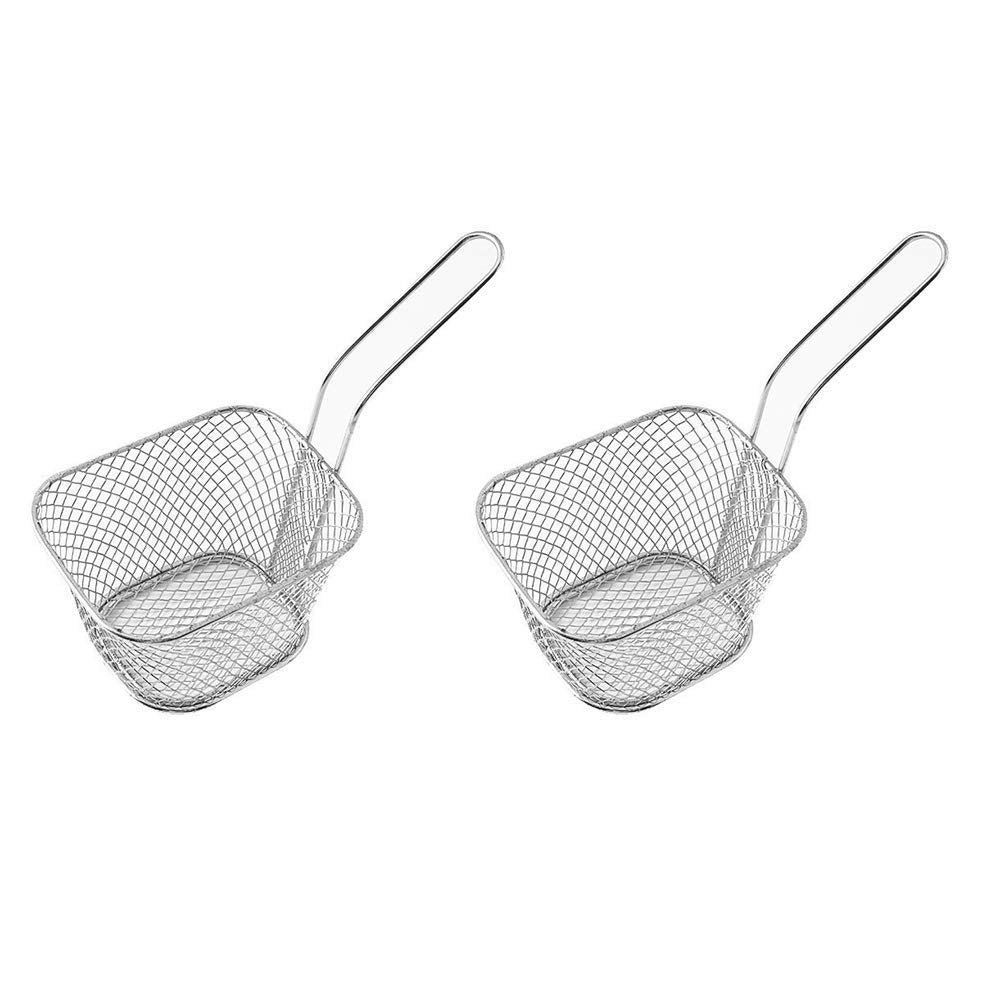 2 Pcs Mini Square Fry Baskets, 4.13×3.3×2.5Inch