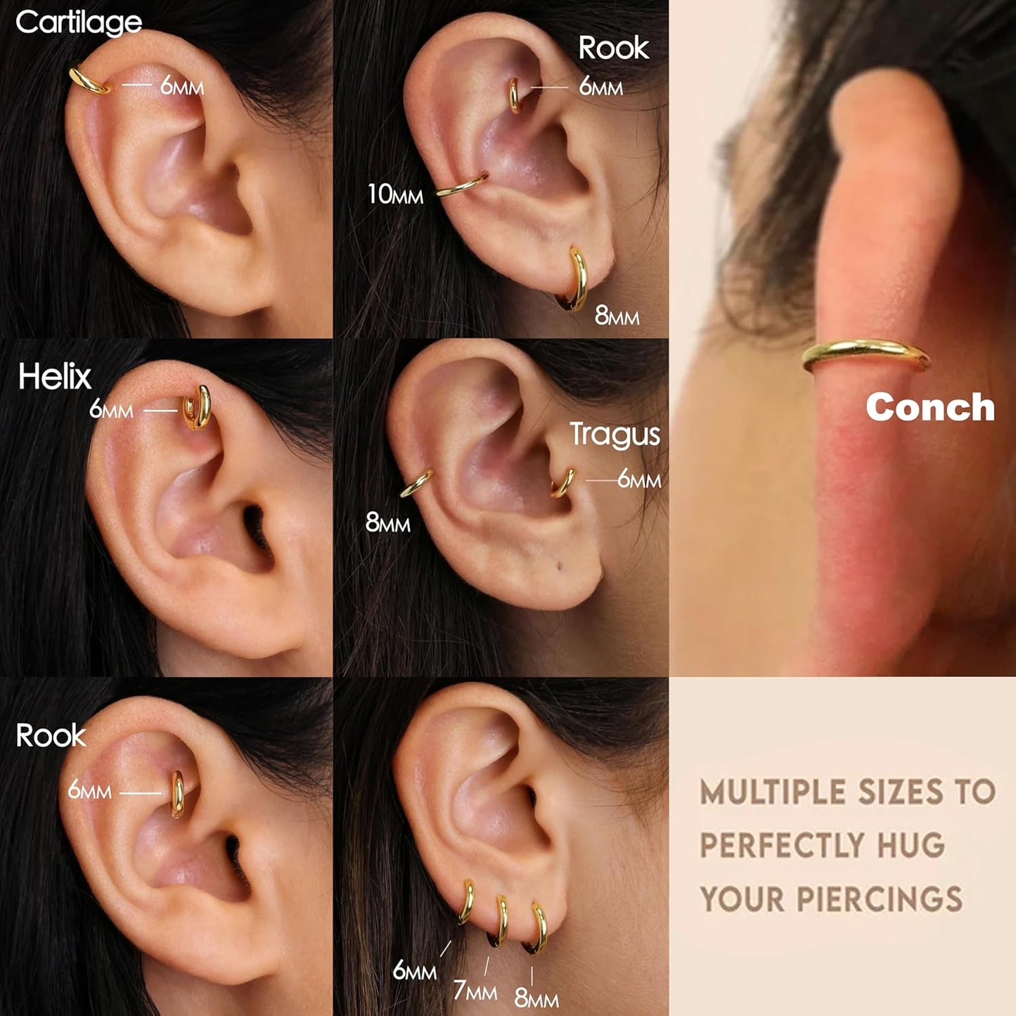Small Gold Huggie Earrings Set Women Men
