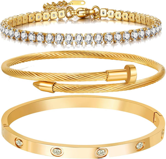 18 K Gold Plated Love Bangle Bracelet