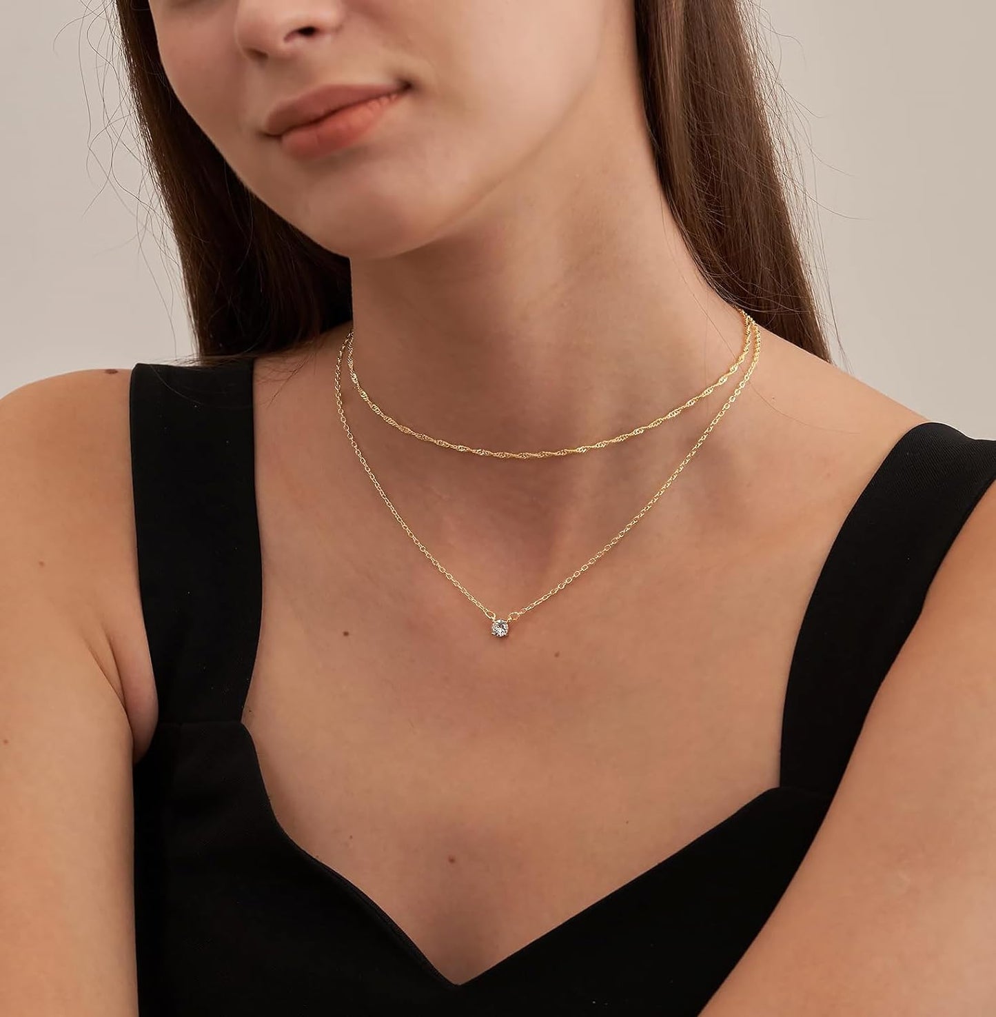 Dainty 14K Gold Plated Pendant Necklace