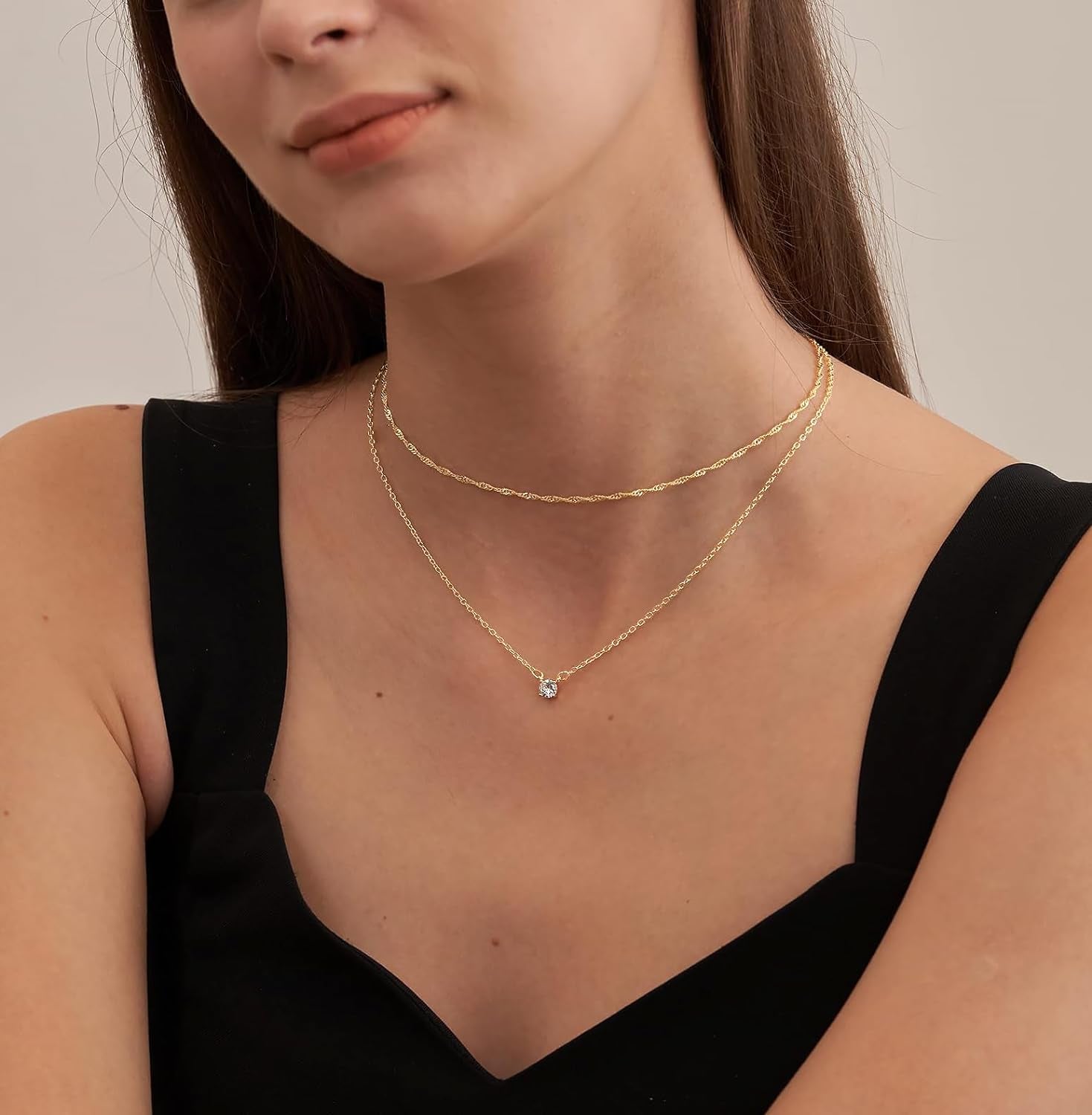 Dainty 14K Gold Plated Pendant Necklace