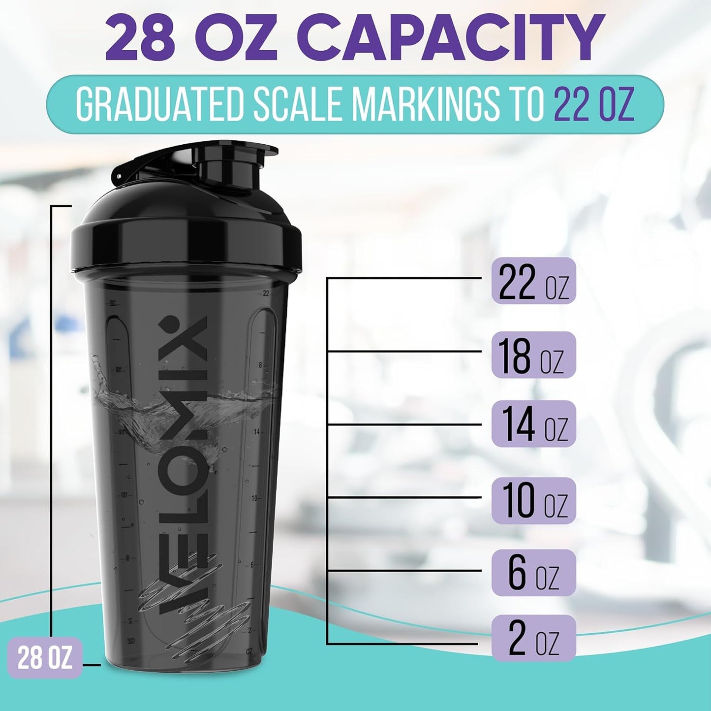 2 Pack 28Oz Protein Shaker Bottles