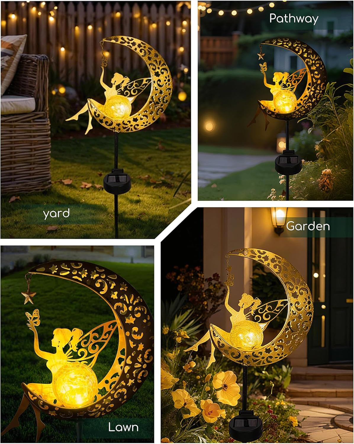 Solar Fairy Moon Garden Statue Decor