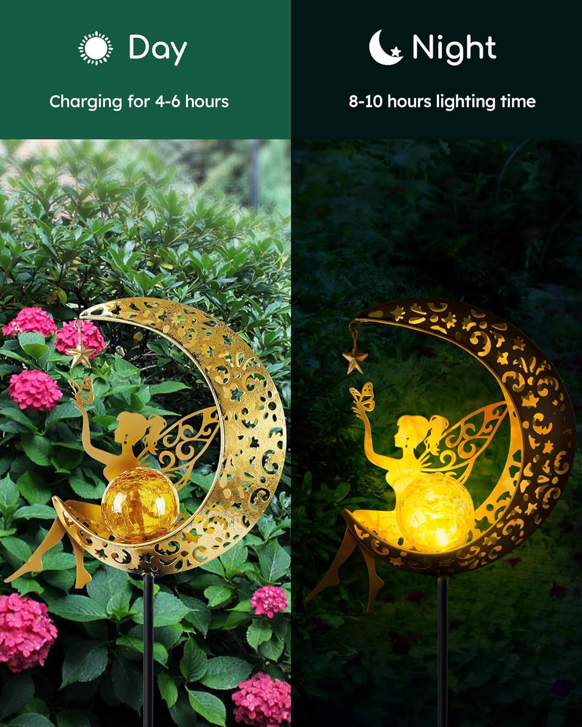Solar Fairy Moon Garden Statue Decor