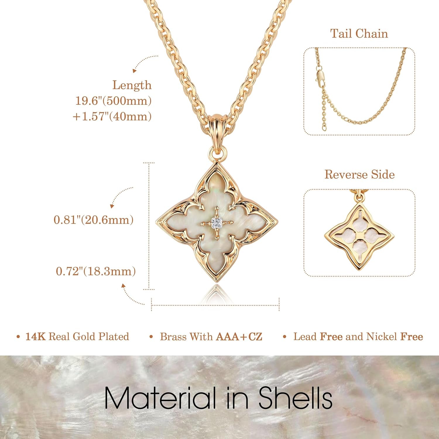 Gold Clover Pendant Necklace for Women