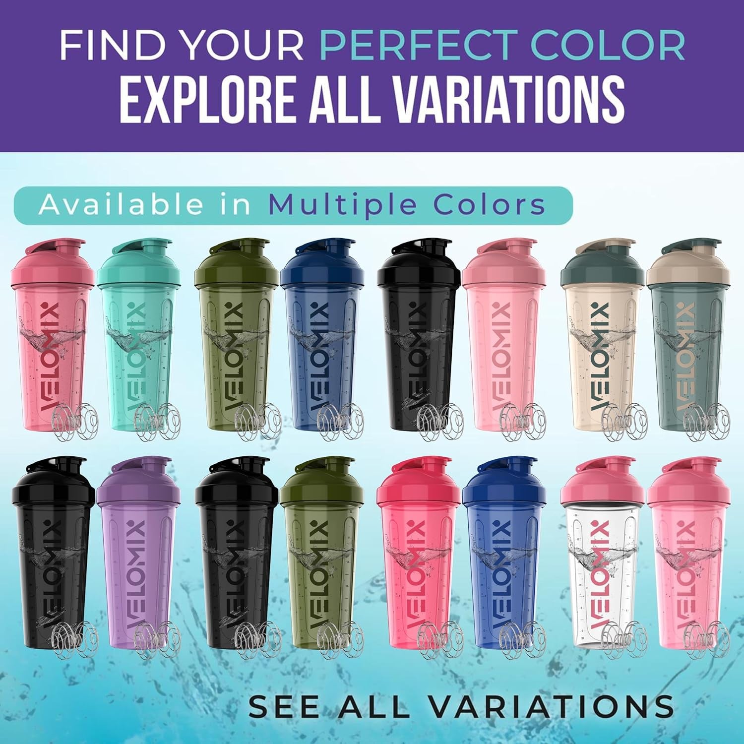 2 Pack 28Oz Protein Shaker Bottles