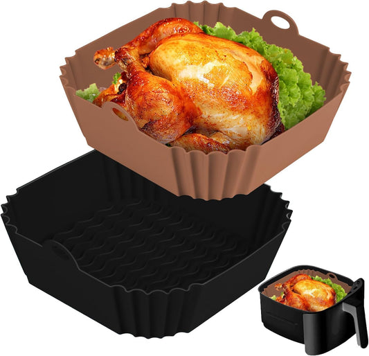 2 PCS Square Silicone Air Fryer Liners - 8 Inch