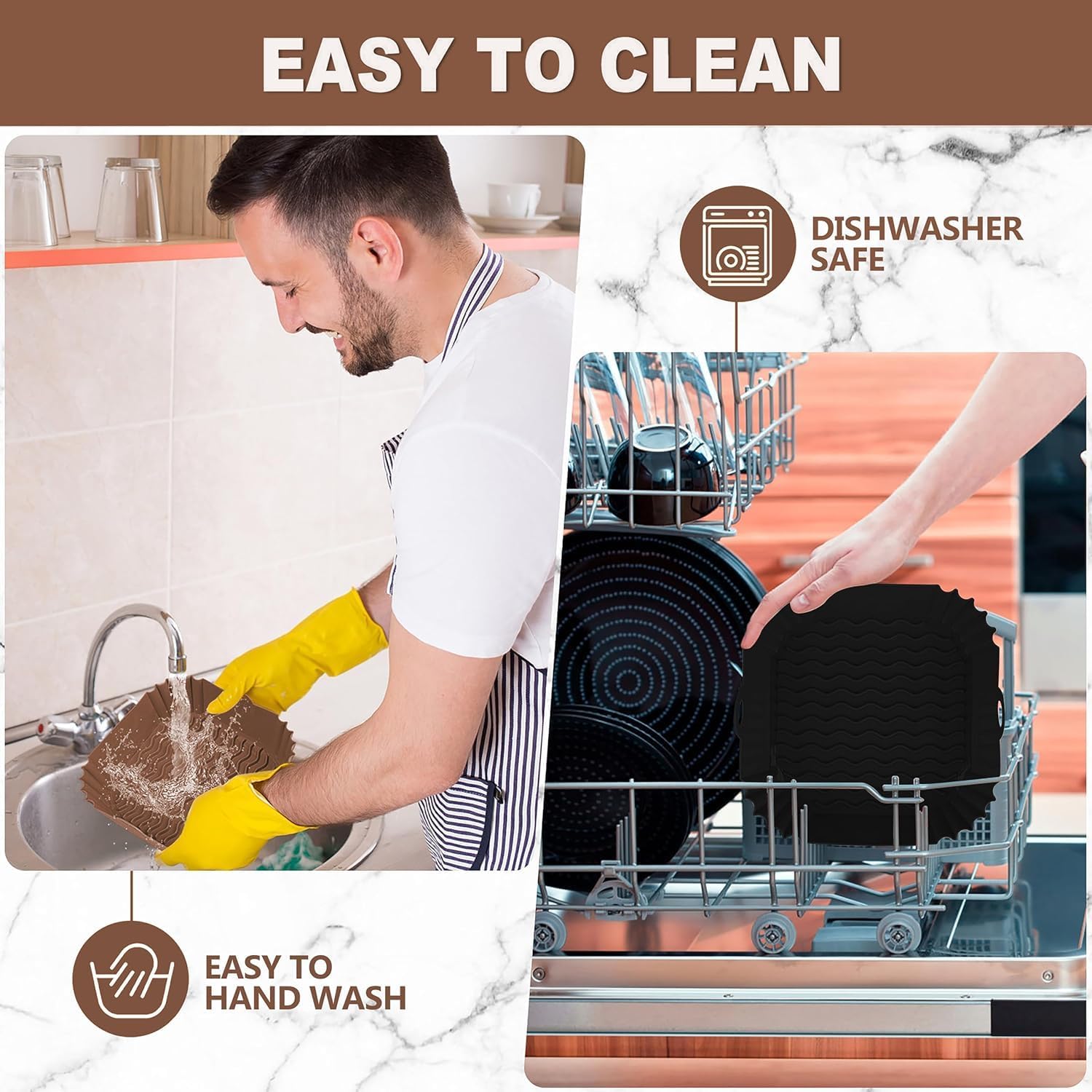 2 PCS Square Silicone Air Fryer Liners - 8 Inch