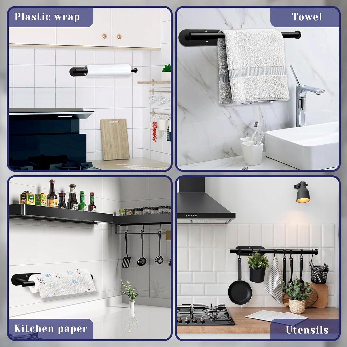 Paper Towel Holder, Self Adhesive or Drilling