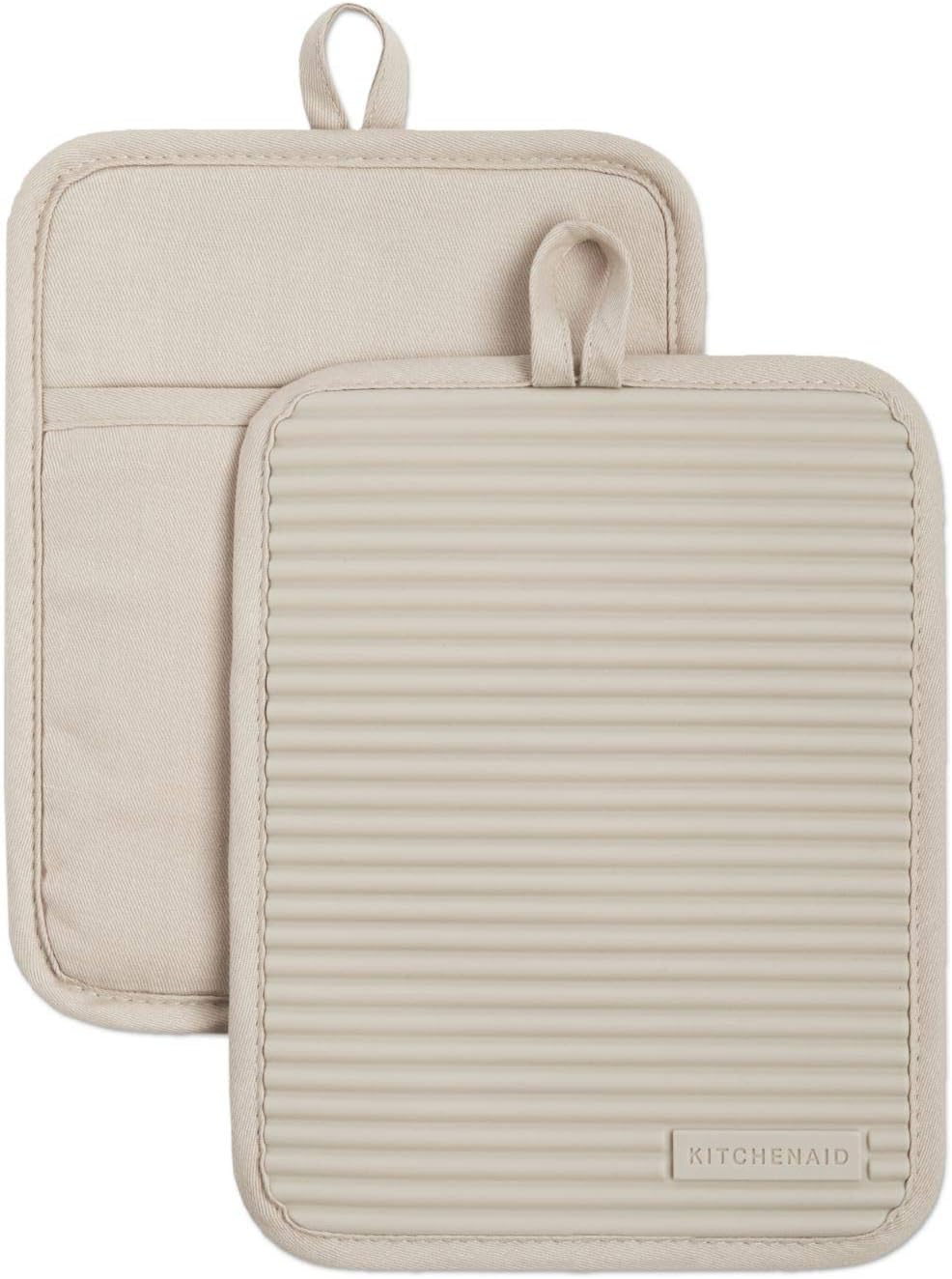 Ribbed Soft Silicone Pot Holder 2-Pack Set, 7"X9"