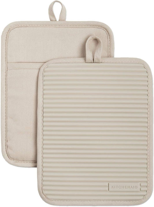 Ribbed Soft Silicone Pot Holder 2-Pack Set, 7"X9"
