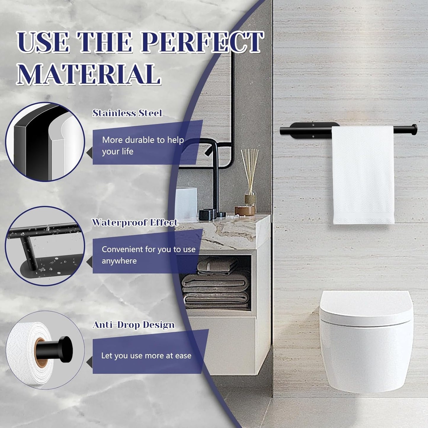 Paper Towel Holder, Self Adhesive or Drilling