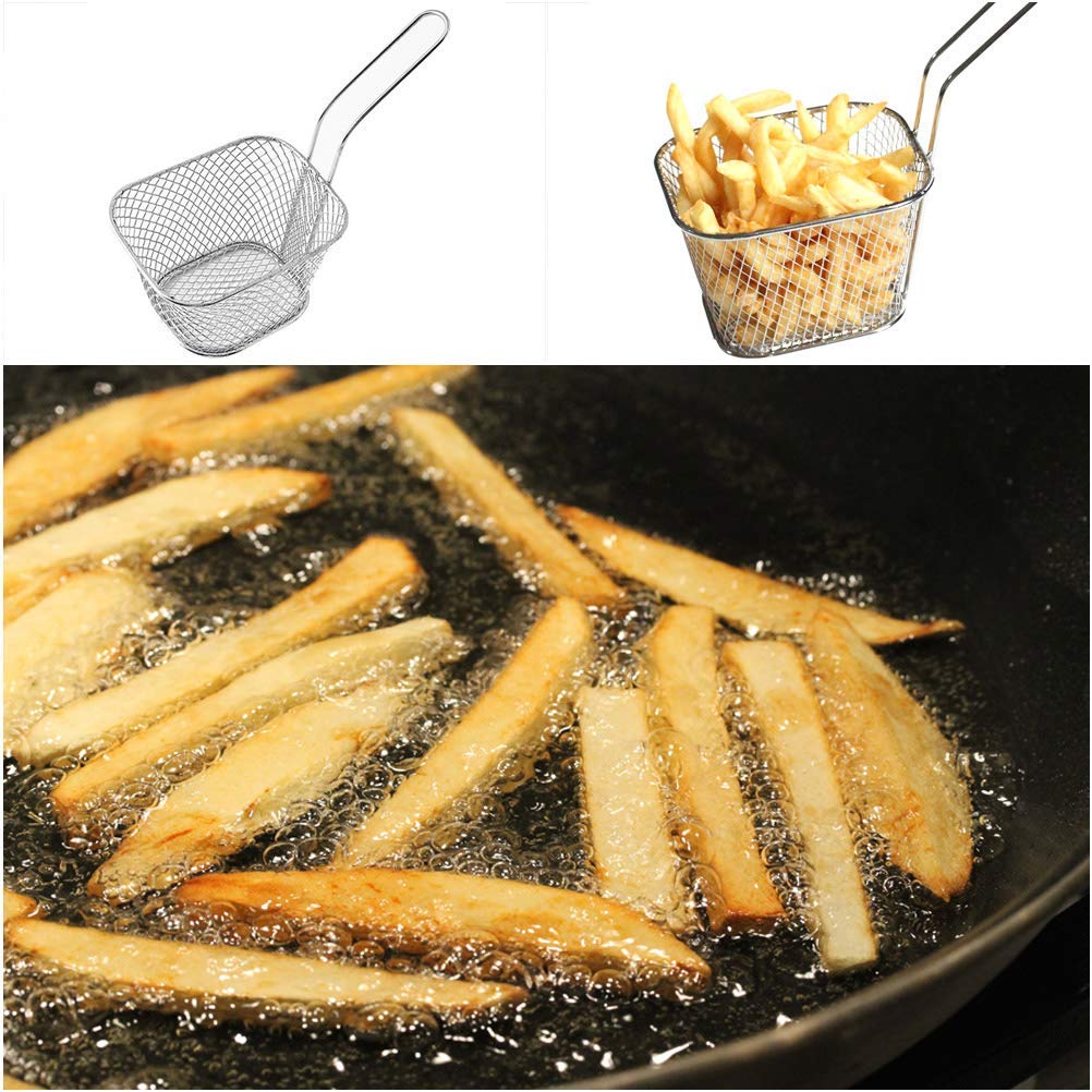 2 Pcs Mini Square Fry Baskets, 4.13×3.3×2.5Inch