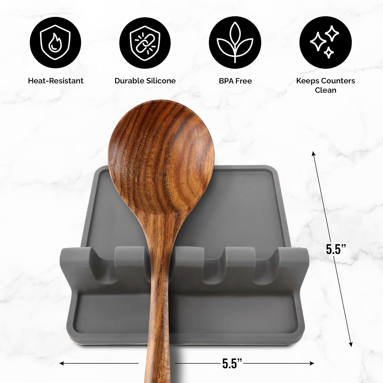Silicone Utensil Rest with Drip Pad for Multiple Utensils