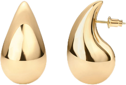 14K Gold Plated Teardrop Chunky Earrings