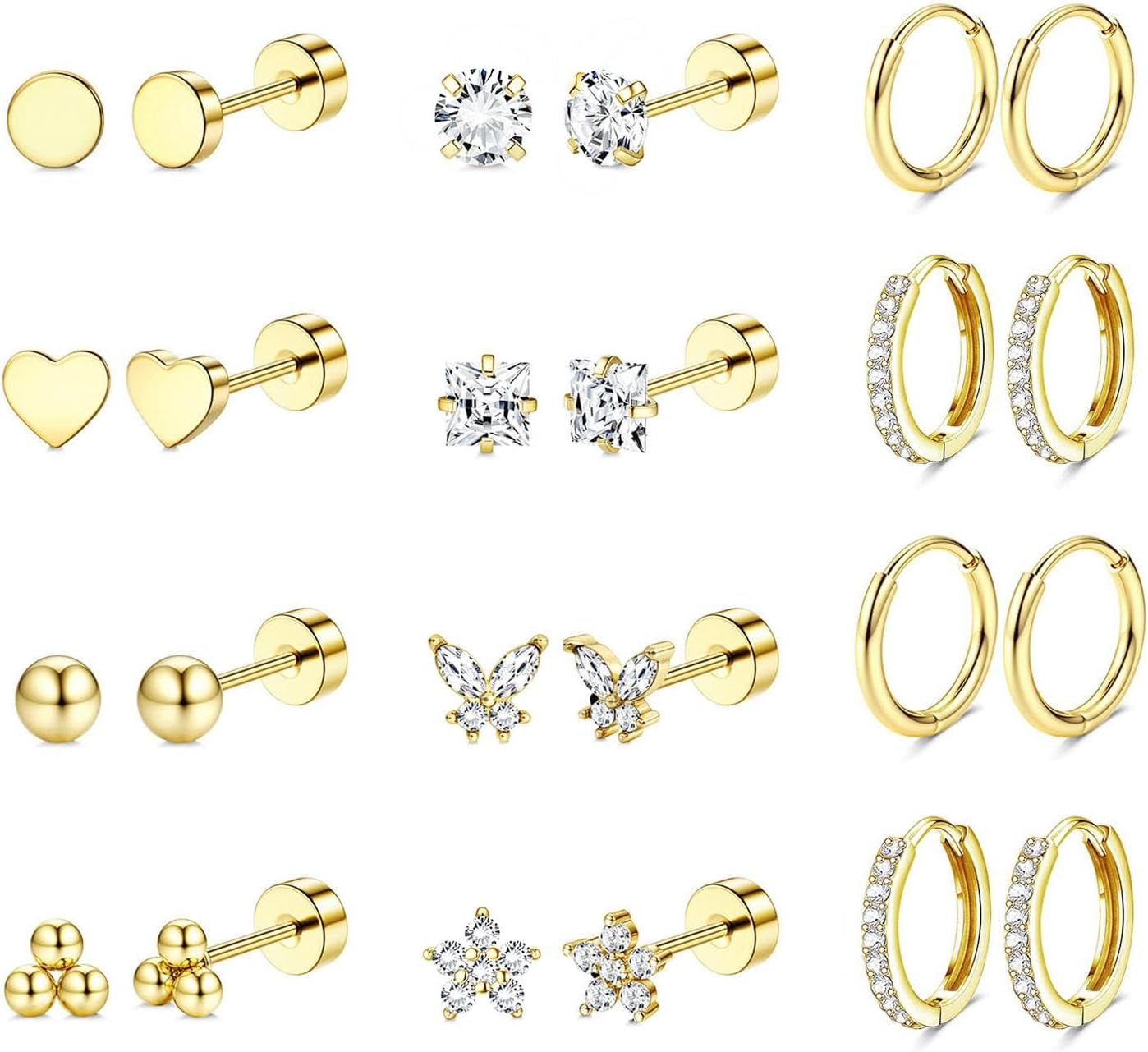 14K Gold Plated Hypoallergenic Flat Back