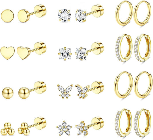 14K Gold Plated Hypoallergenic Flat Back