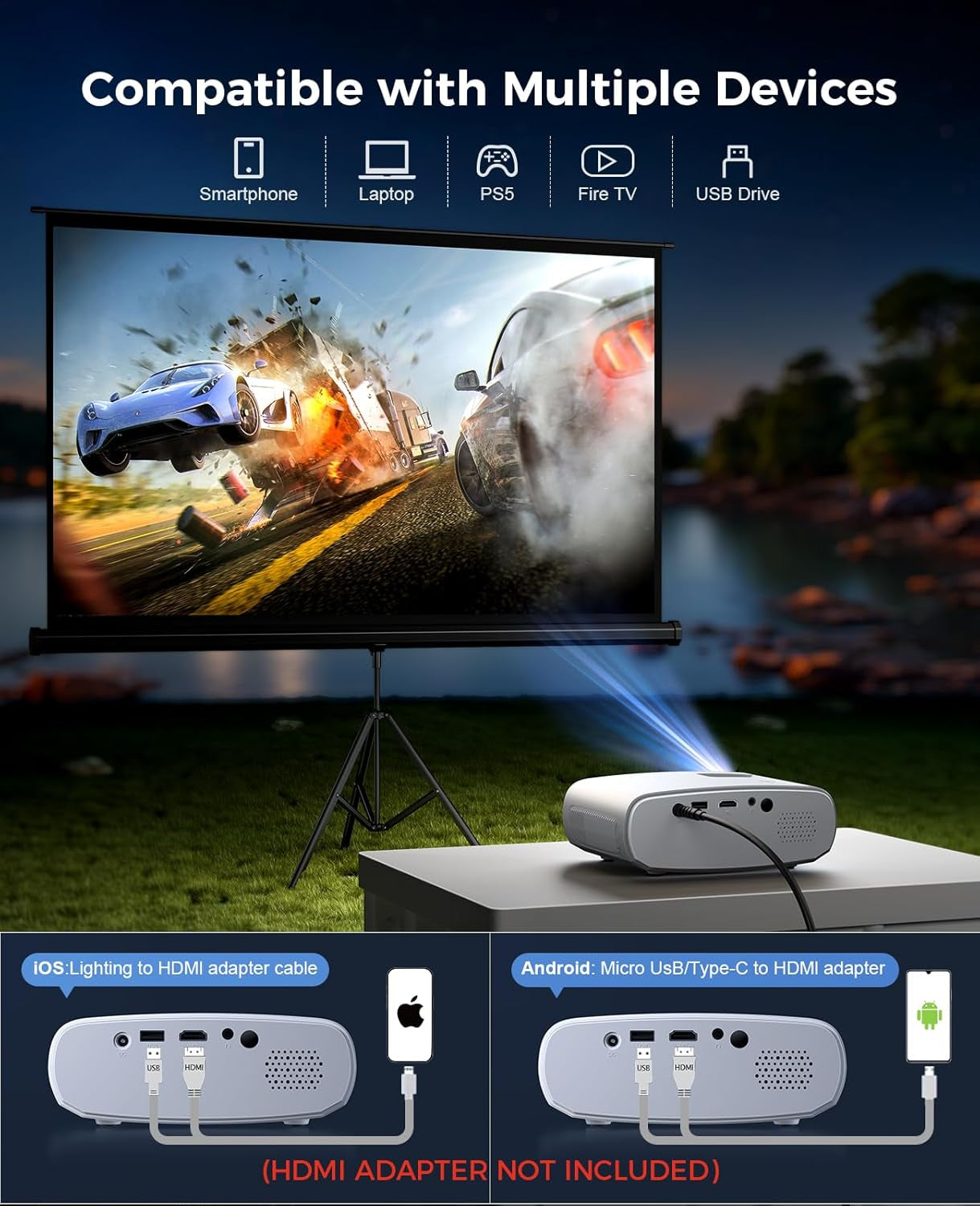Mini 1080P HD Projector for iPhone 2025