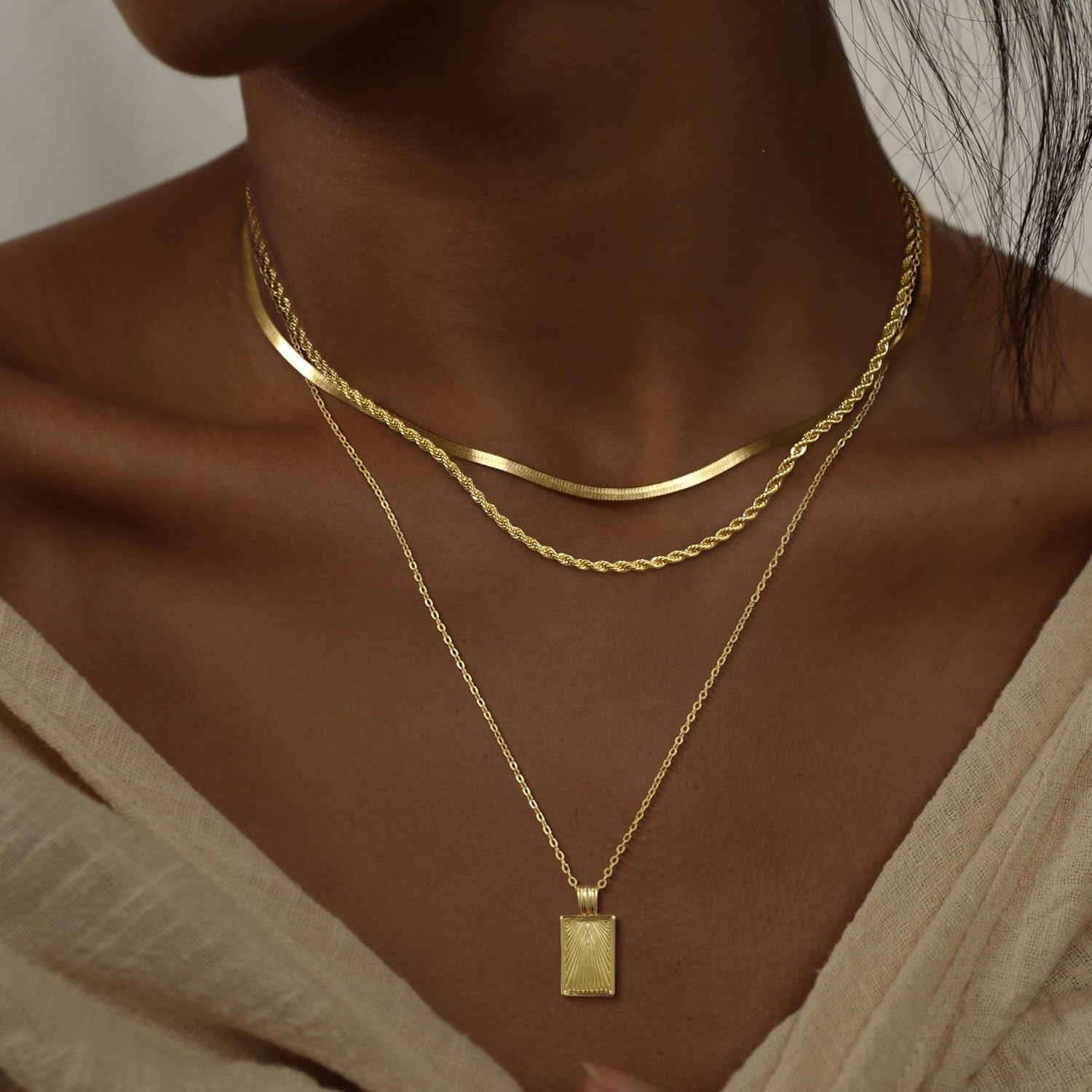 Layered Gold Silver Pendant Necklaces