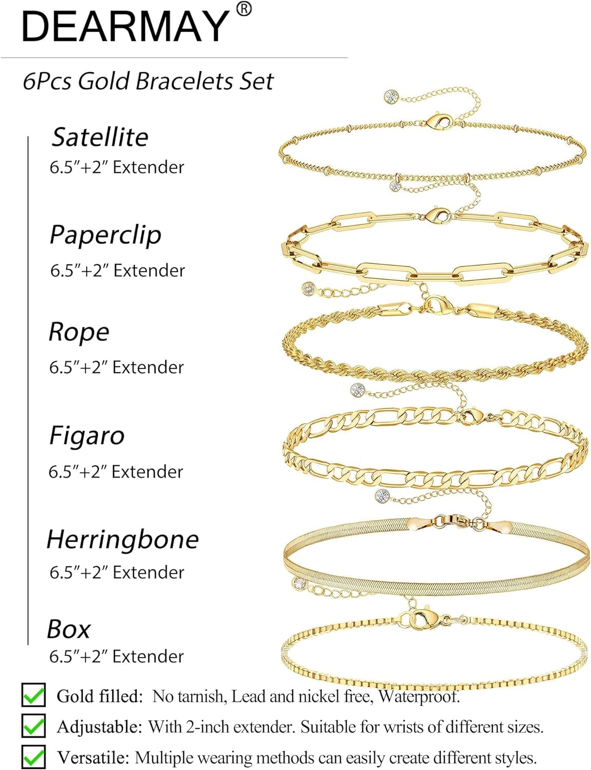 14K Gold Plated Stackable Chain Bracelet