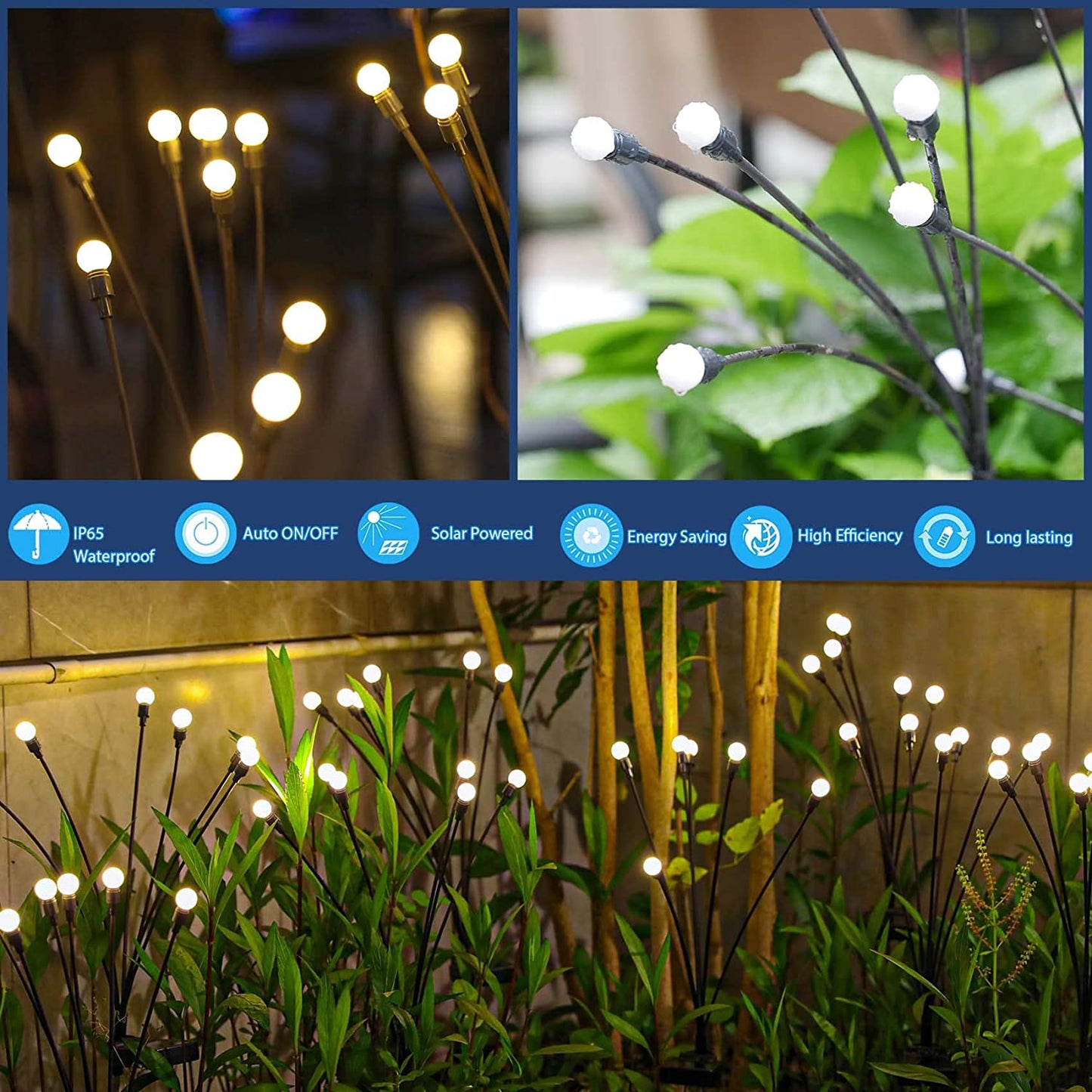 2 Pack Solar Swaying Garden Lights White