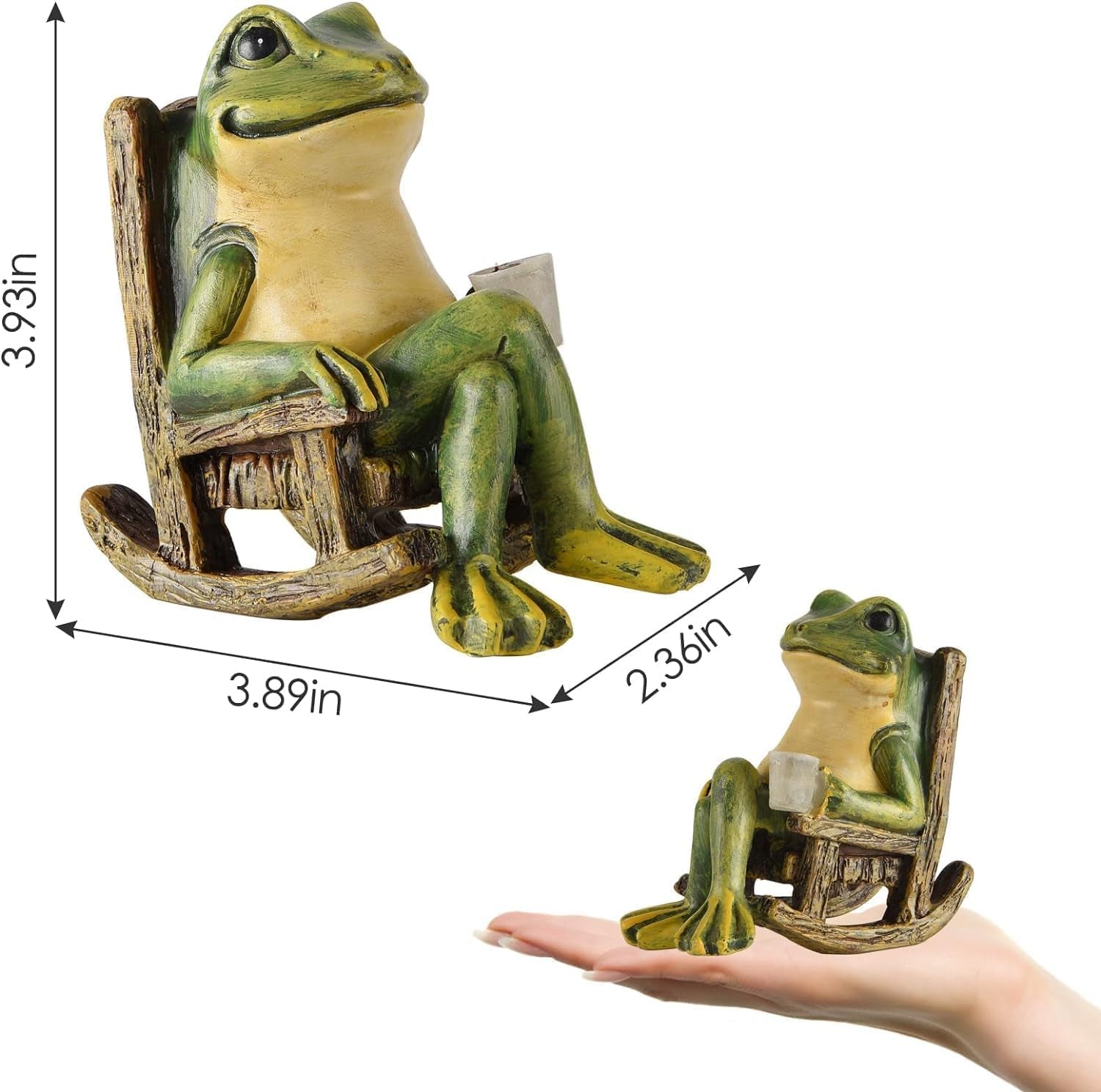 Solar Frog Garden Statue Fairy Decor