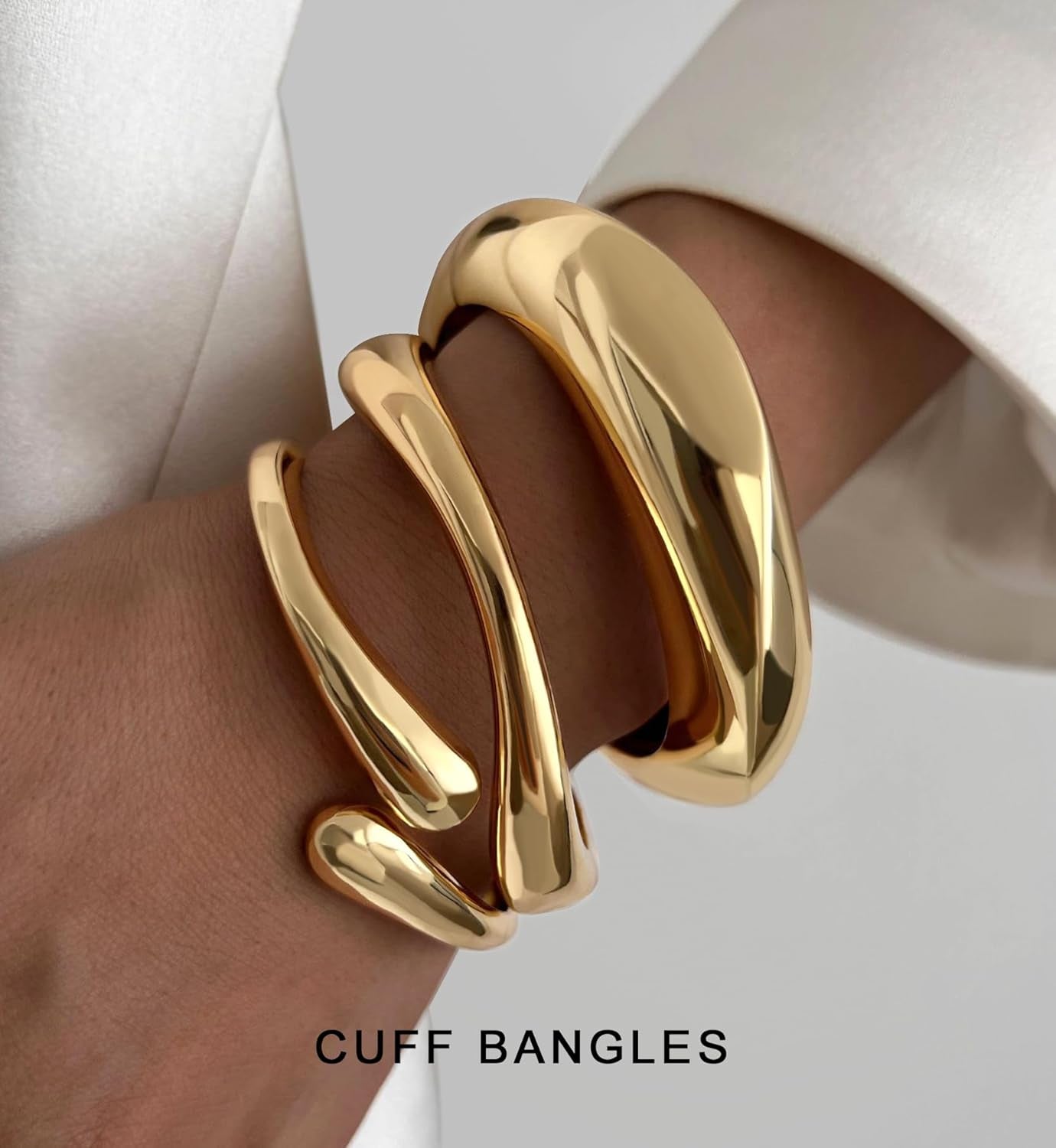Chunky 14K Gold Plated Bangle Bracelet