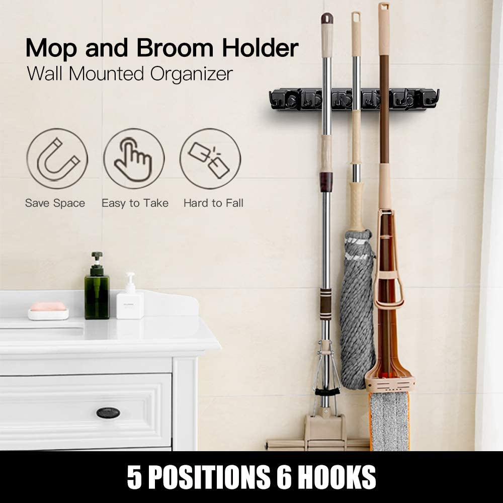 2 Pack Wall Mounted Mop Broom Holder