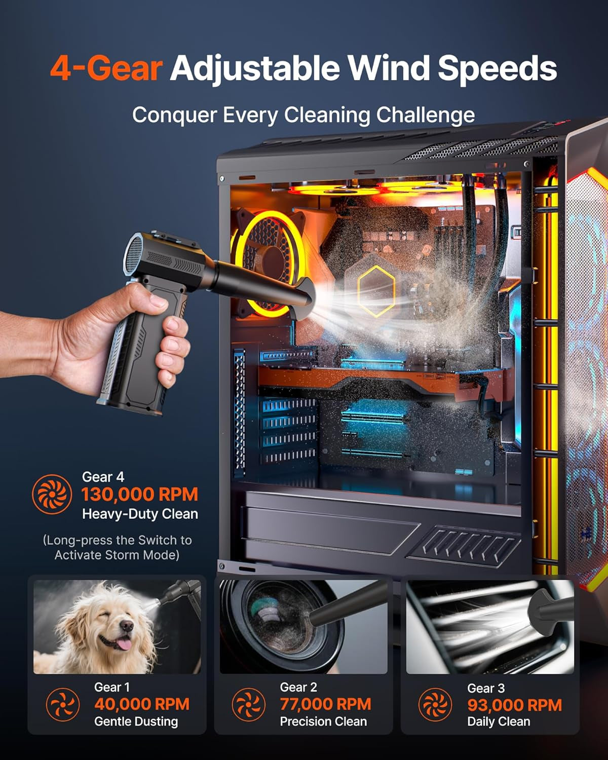 130000RPM Cordless Air Duster Cleaner