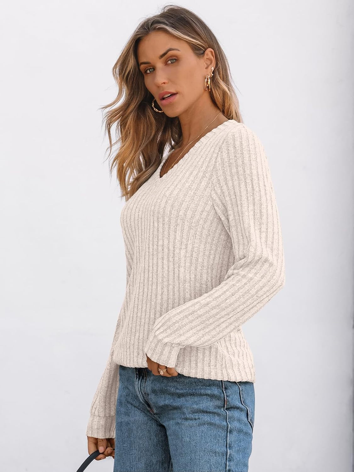 Womens V Neck Long Sleeve Shirt Fall