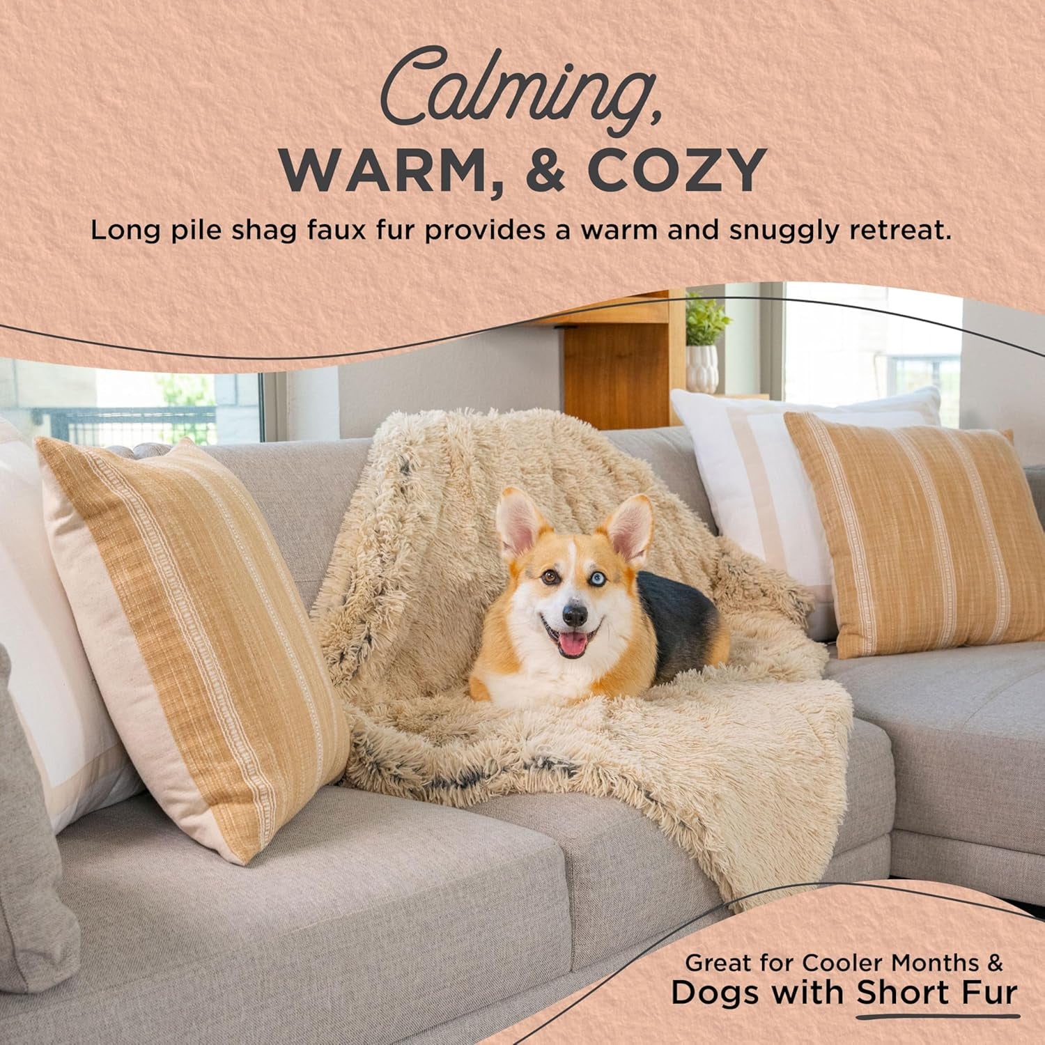 Calming Shag Dog Blanket 30"x40" Taupe