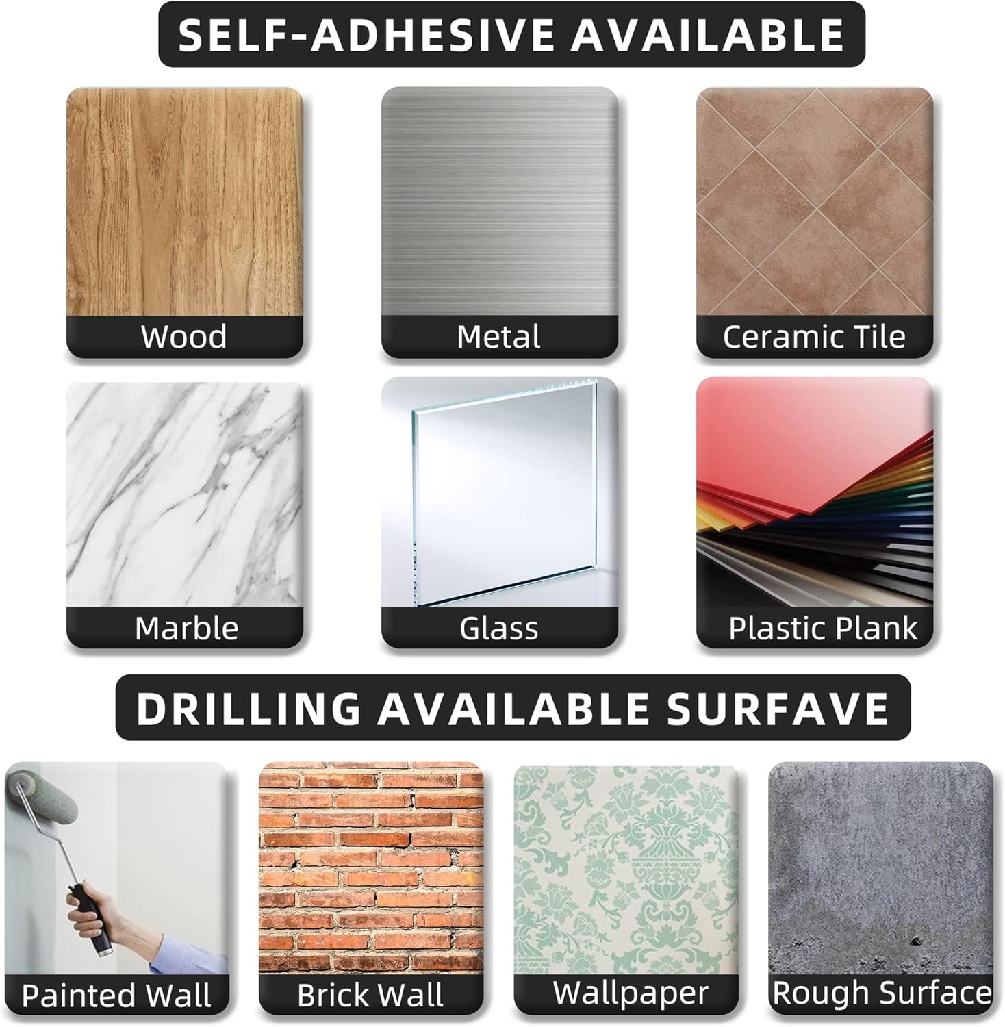 Paper Towel Holder Self-Adhesive or Drilling, Matte