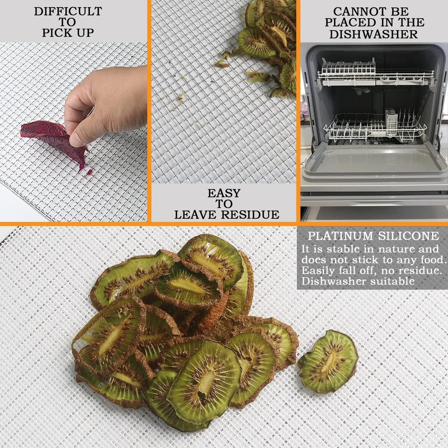 Mesh Silicone Dehydrator Sheets, 10X10 in 10 Pcs/Sets